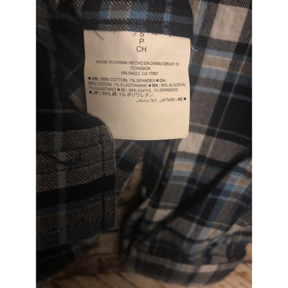 Old Navy Men's Blue White Gray Plaid Shirt Button Down Front Slim Fit Size Small - Picture 5 of 5